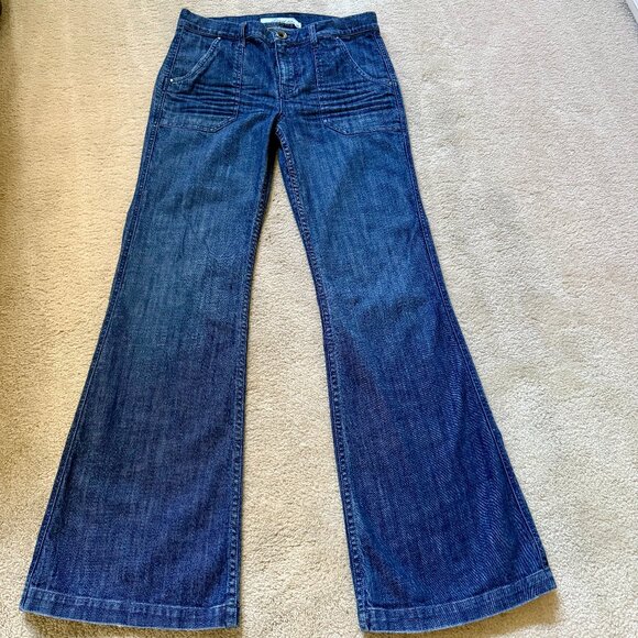 Anthropologie Level 99 Wide-Leg Dark Wash Jeans - Womens 30 - Picture 1 of 8